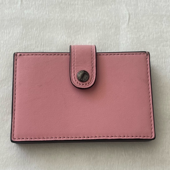 Coach ice pink accordion card case holder with snap close